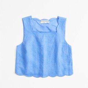 Abercrombie and Fitch Linen Blend Scallop Top size XXS
